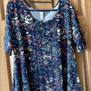 LuLaRoe Perfect T XL Dark Blue Pattern